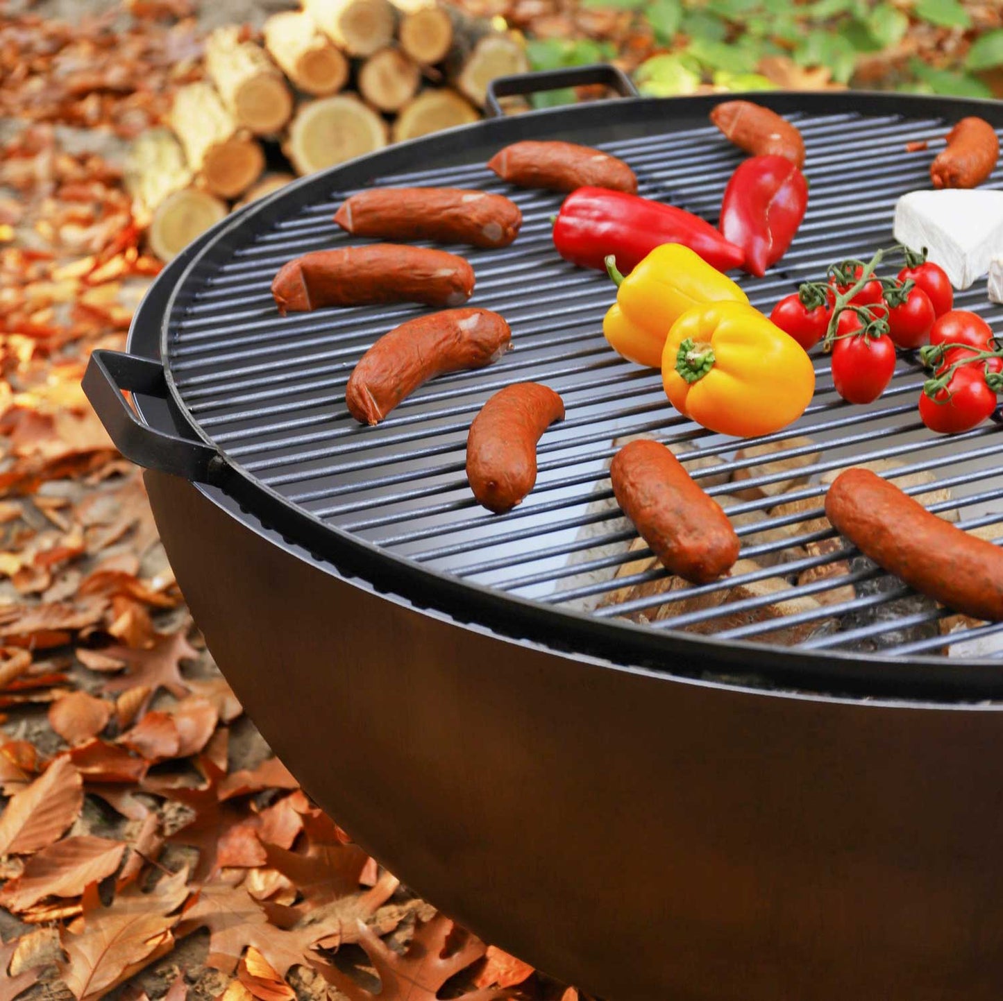 Grille de barbecue, Grille de cuisson en acier, Grille de cuisson en acier avec 4 poignées à poser sur brasero, Cook King, 2