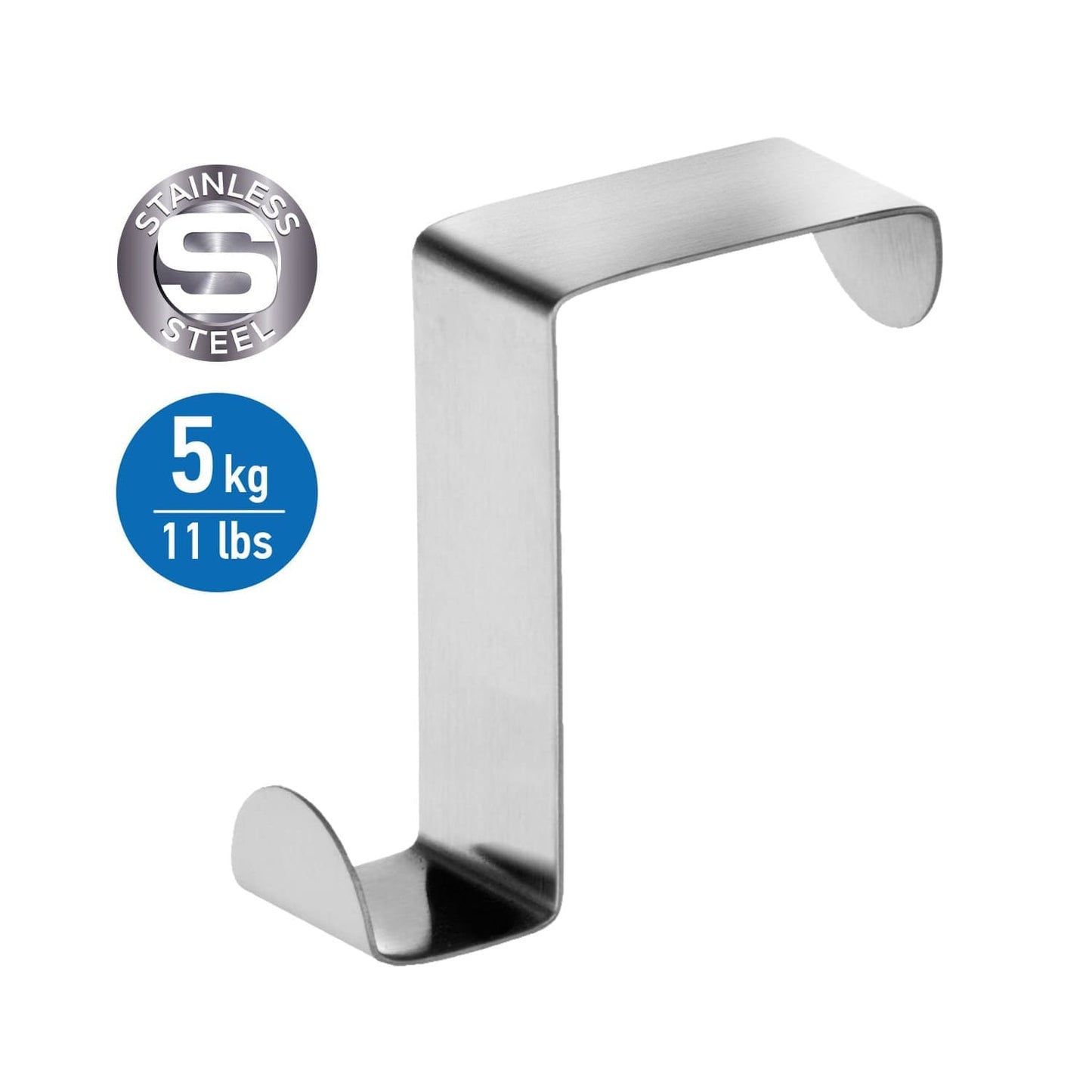 Tatkraft Seger 6 Crochets de Porte en Acier Inoxydable, Réversibles pour Porte Standart et Placard Armoire, Jusqu’à 5 kg