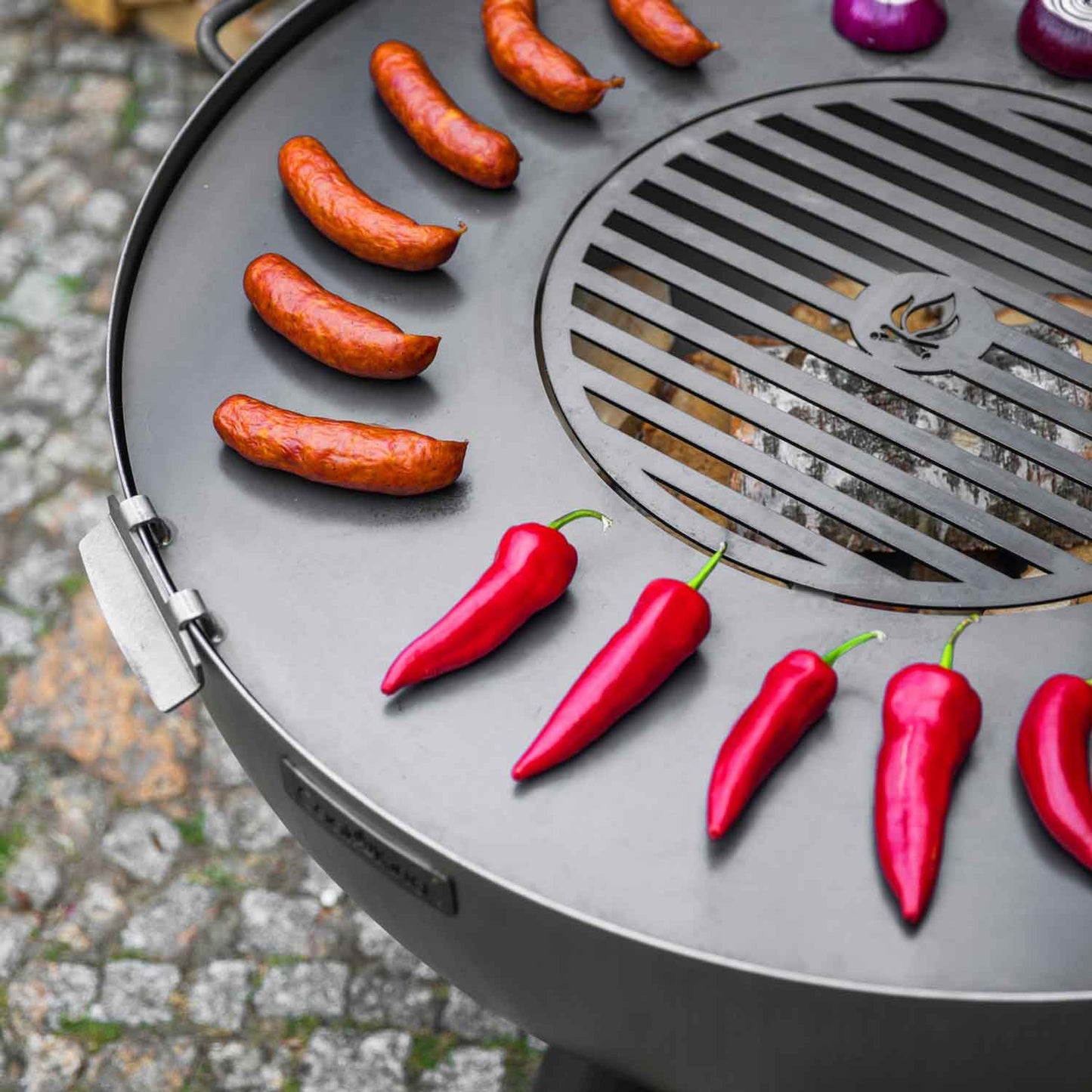 Cook King, Grille de barbecue, Barbecue, Plaque de brasero avec grill et 4 poignées, Barbecue, 7