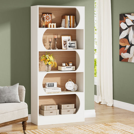 Bibliothèque, 5 niveaux, Étagère étroite, 80 x 30 x 180 cm, Etagere de Rangement, Blanc, Tribesigns, 2