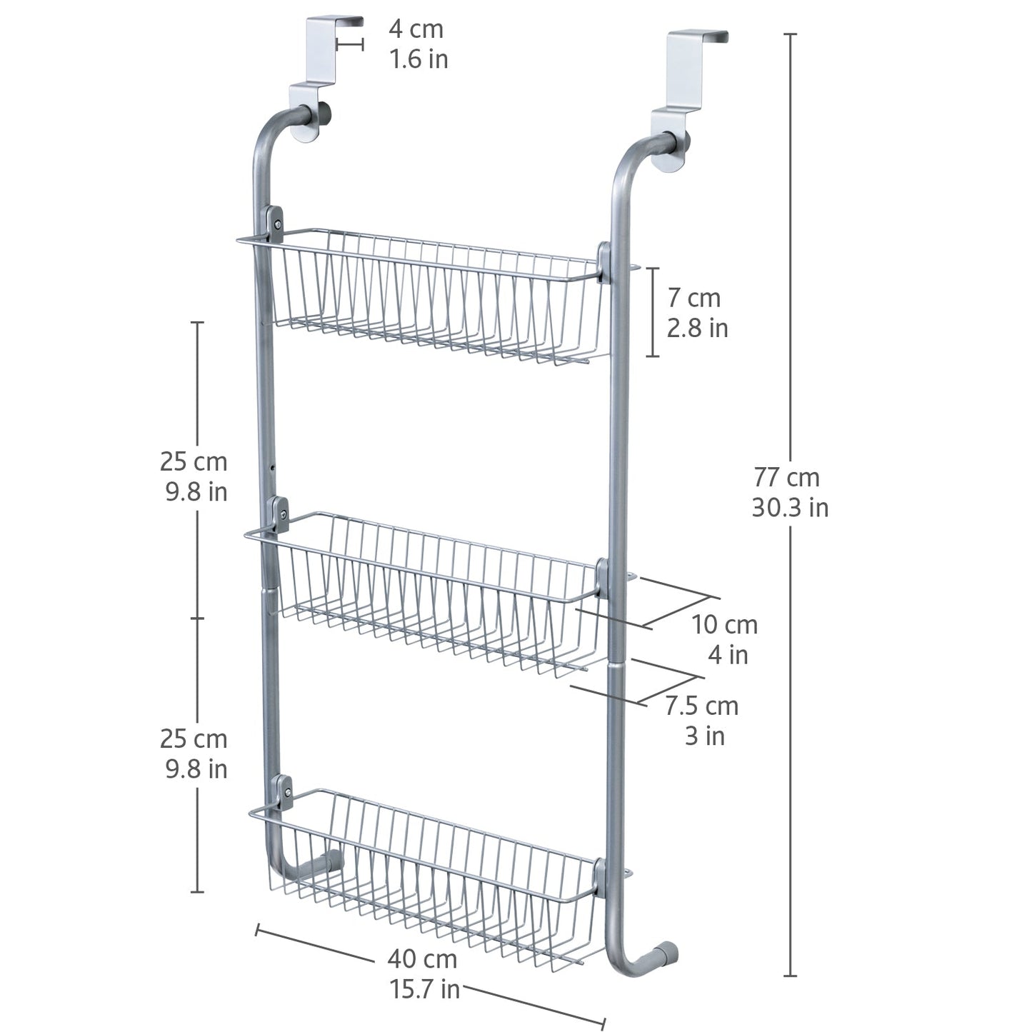 art moon Climber Étagère de Douche en Acier Chromé à Suspendre sur Porte 3 Paniers Caddy, Rangement de Douche à 3 Niveaux Amovibles