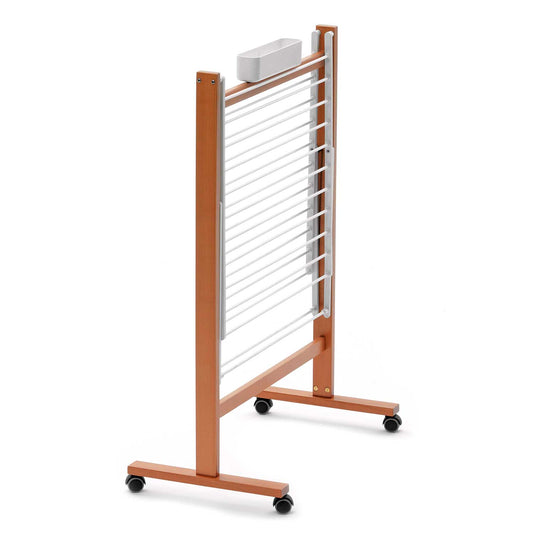 Étendoir à linge, Étendoir à linge pliable, Corde à linge de 13 m, Panier à pinces à linge, en bois, ARIT RONDINE - cerisier, 2