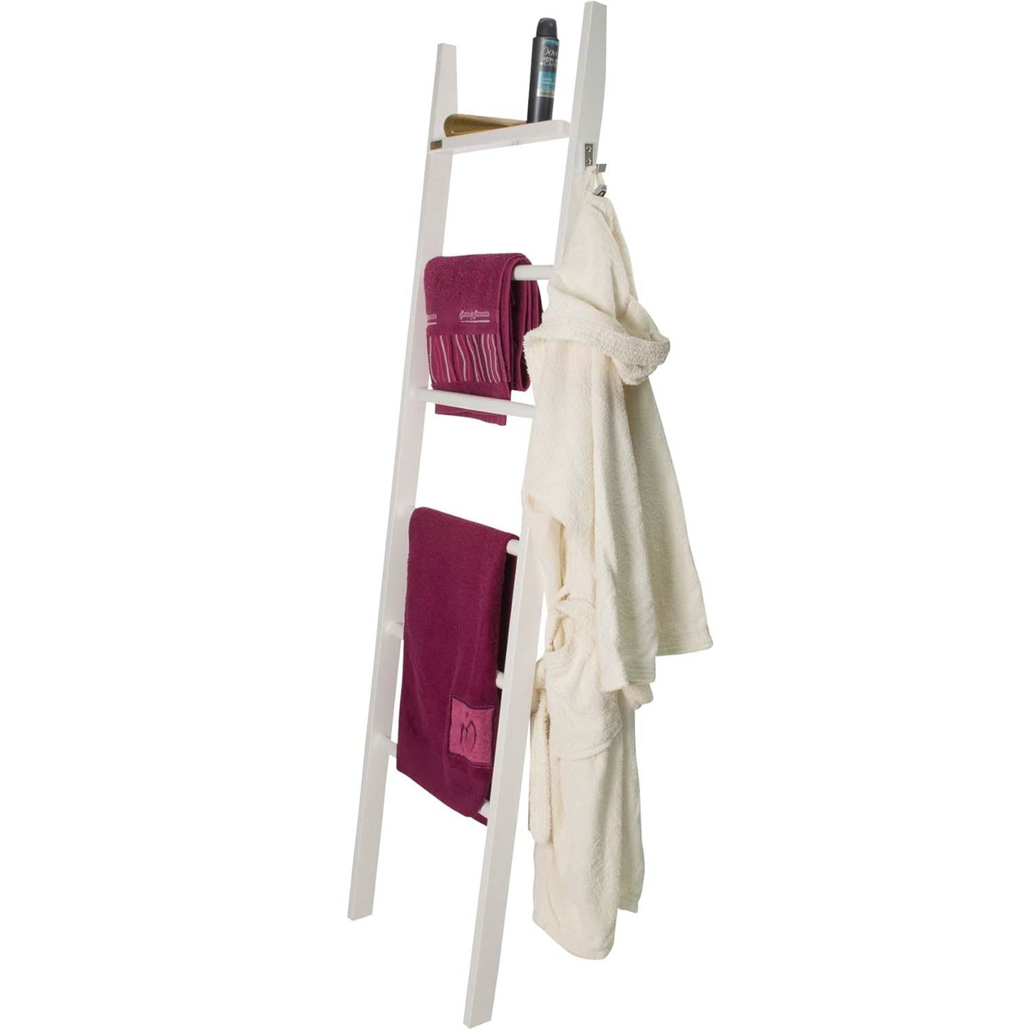Porte serviette bois AXEL Porte serviettes sur pied, Porte serviette salle de bain, avec 5 niveaux, Couleur blanche , ARIT, 6