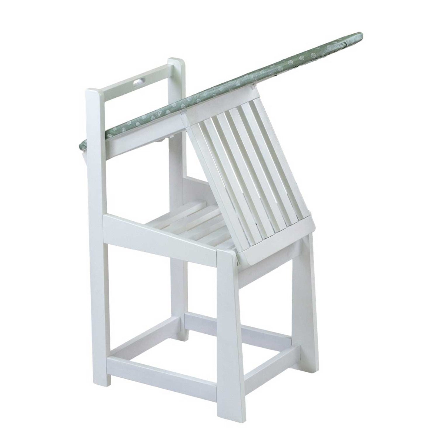 Table à Repasser Chaise, 2-en-1, Planche à repasser, 81x35cm, Support pour fer à repasser, Coussin, Bois, ARIT SINFONIA - Blanc, 3
