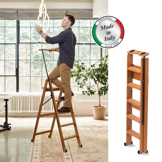 Escabeau, 5 marches, antidérapantes, système de sécurité, roulettes, ARIT TUSCANIA