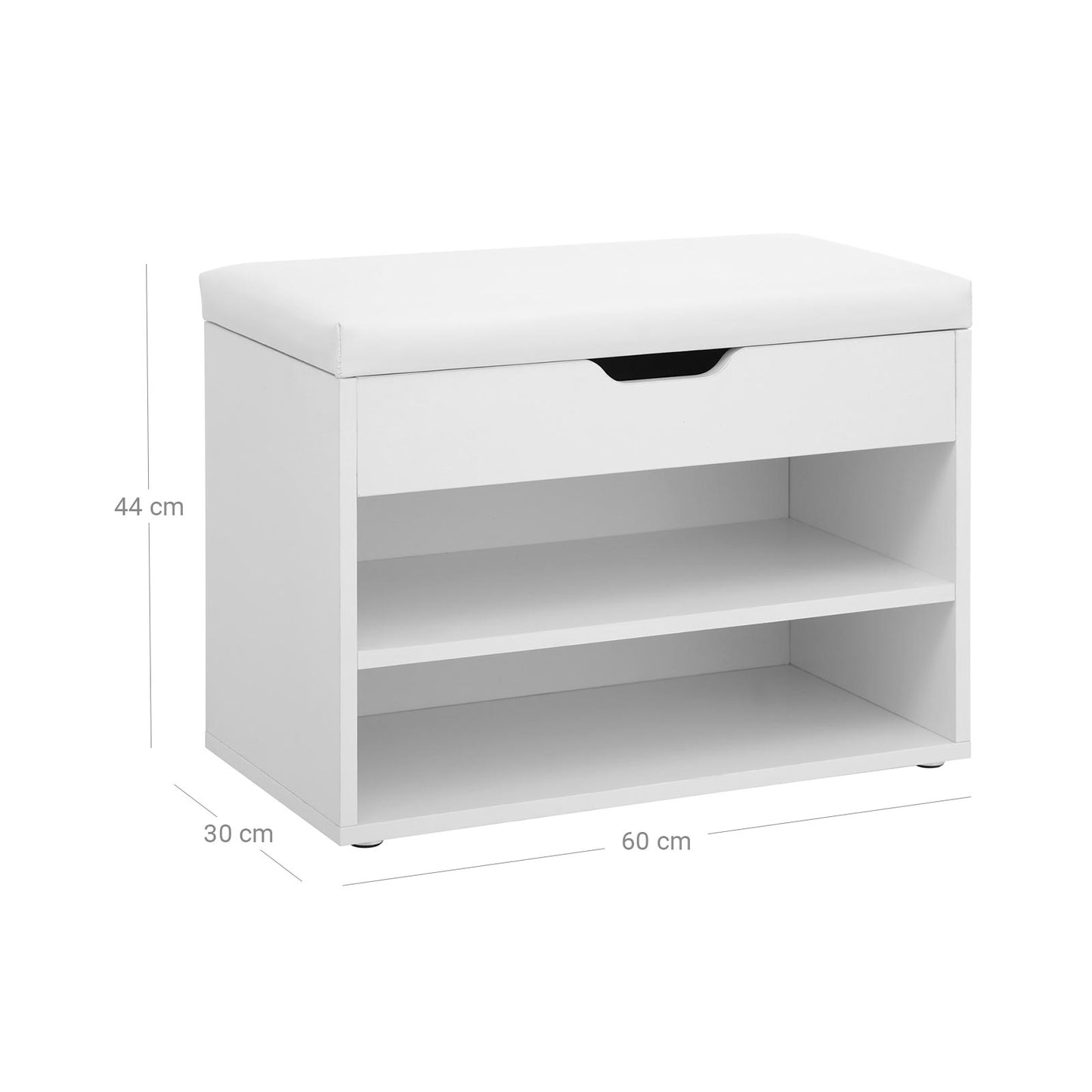 Banc a Chaussure, avec coussin, Banc d'entrée avec Rangement, 2 étagères et 1 grand compartiment, Blanc mat, VASAGLE, 8