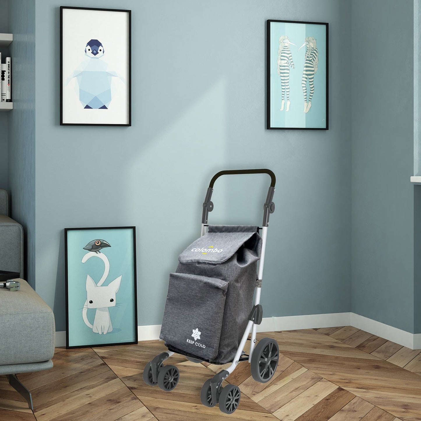 Chariot de Course, Chariot de Course Solide, Capacité 50 L, Gris, Colombo TROLL, 3