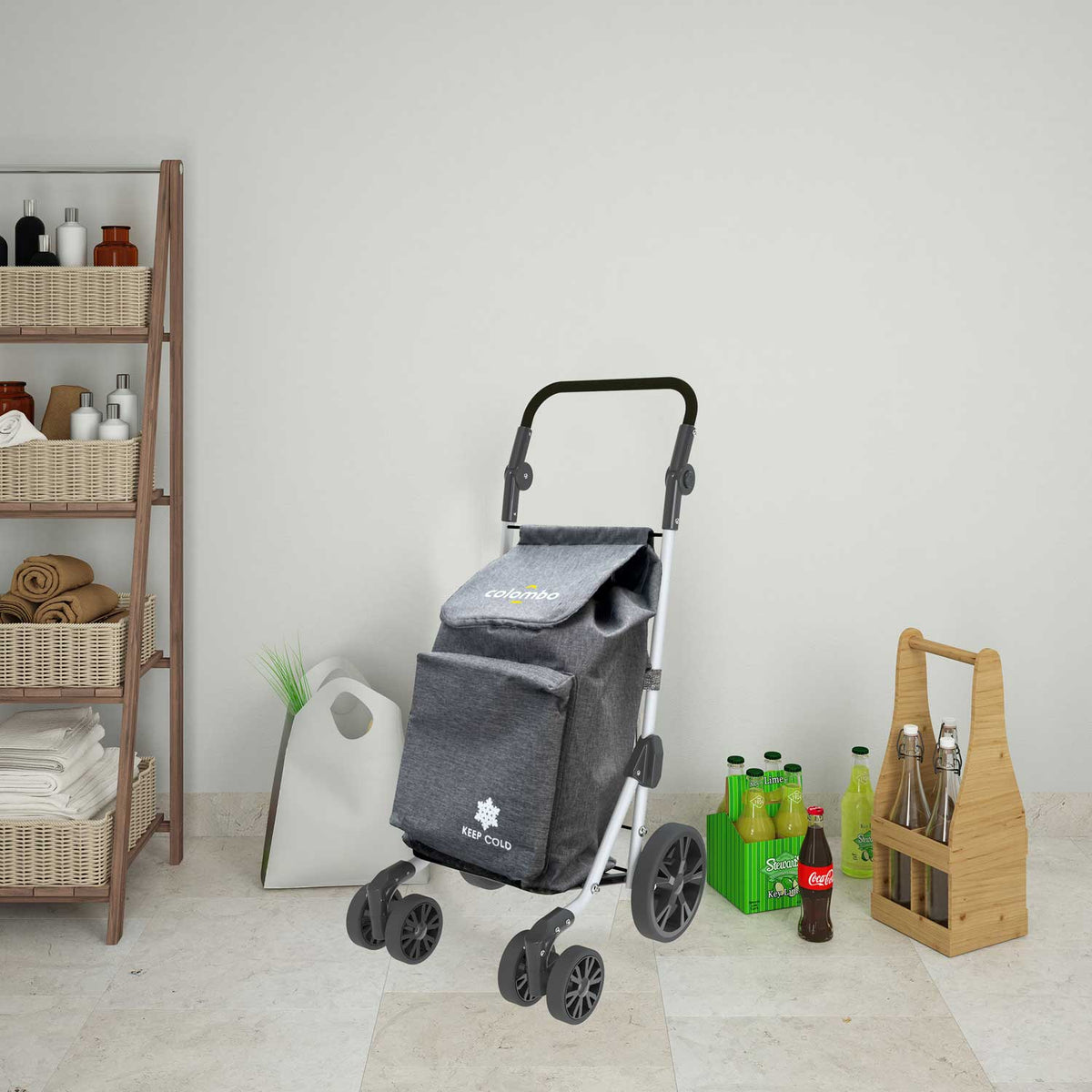 Chariot de Course, Chariot de Course Solide, Capacité 50 L, Gris, Colombo TROLL, 1