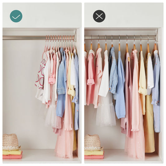 Cintre Enfant, Lot de 50, Cintres Bébé, en Velours, avec Crochets Pivotants à 360° en Rose Gold, Rose, SONGMICS, 2