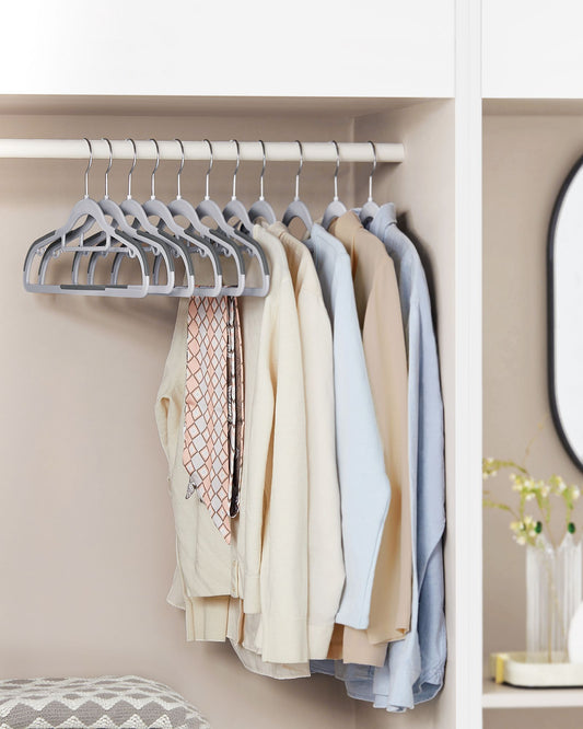 Cintres, 30 pièces, Cintre Pantalon, Longueur 42 cm, Cintre Vetement, Gain de Place, Plastique, Gris, SONGMICS, 2