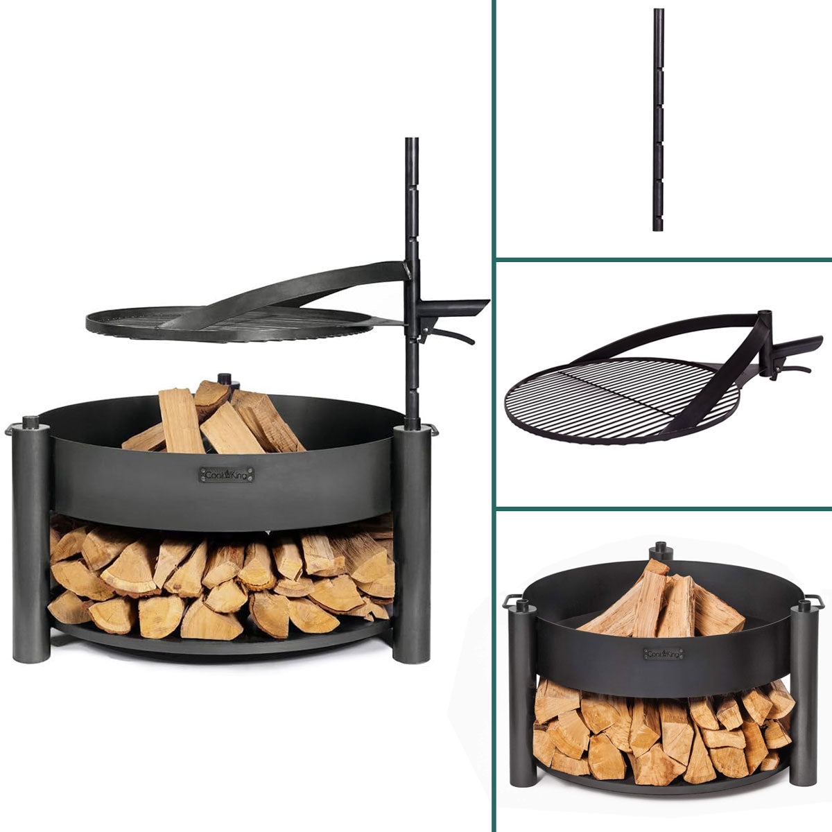 Braséro de jardin avec grille multifonctionnel «MONTANA X» de la grille 60 cm, Cook King, 3