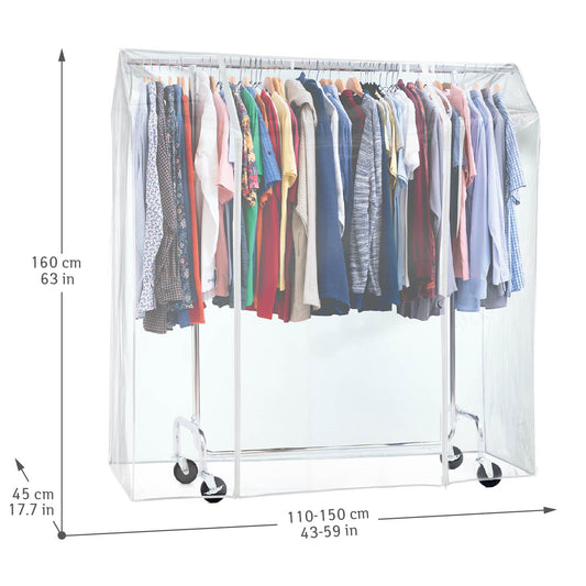 Portant Vêtement Solide, avec Housse Imperméable, sur Roulettes, Charge 130 kg, Réglable, Acier Chromé, Tatkraft Didrik & Schild, 2