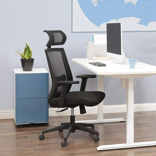 Fauteuil de Bureau, Chaise de Bureau Ergonomique, pivotant à 360°, inclinaison du dossier jusqu’à 120°, Noir, Songmics, 2