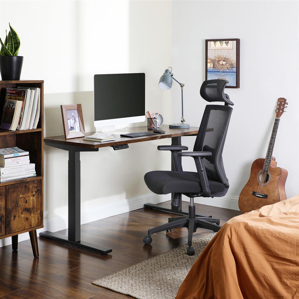 Fauteuil de Bureau, Chaise de Bureau Ergonomique, pivotant à 360°, inclinaison du dossier jusqu’à 120°, Noir, Songmics, 3