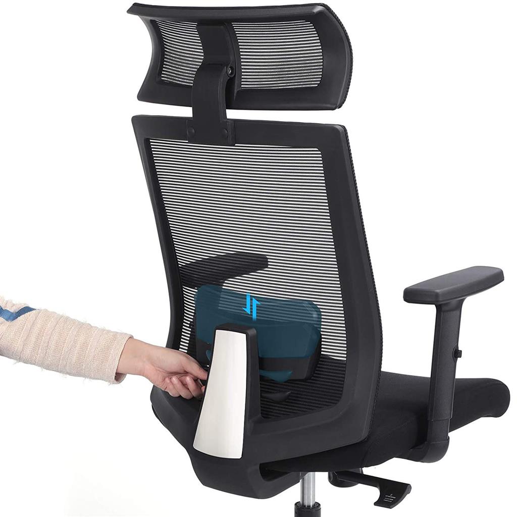 Fauteuil de Bureau, Chaise de Bureau Ergonomique, pivotant à 360°, inclinaison du dossier jusqu’à 120°, Noir, Songmics, 6