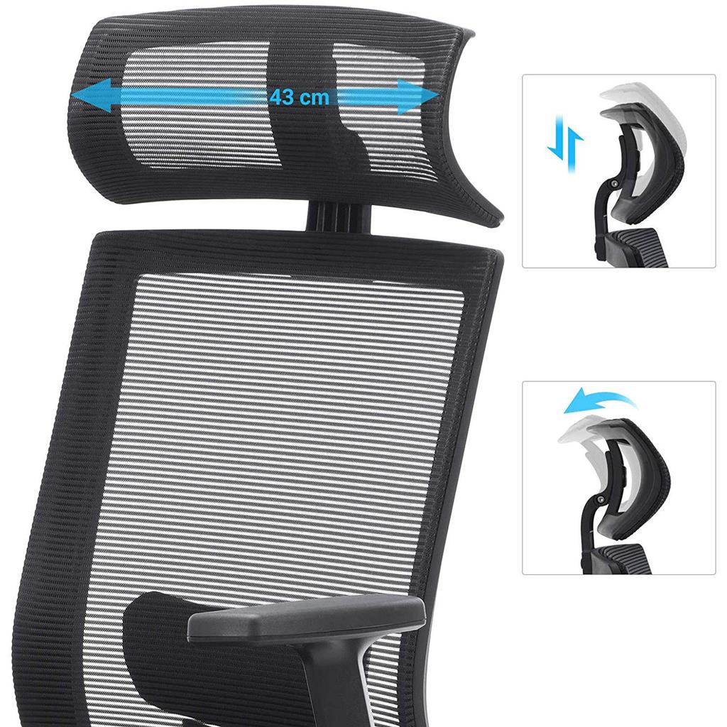 Fauteuil de Bureau, Chaise de Bureau Ergonomique, pivotant à 360°, inclinaison du dossier jusqu’à 120°, Noir, Songmics, 7