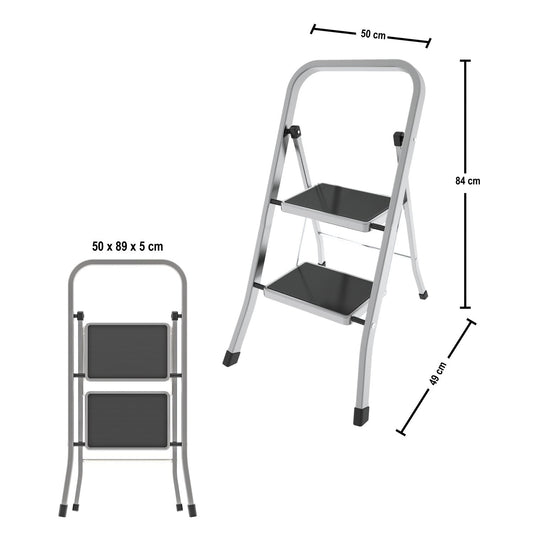 Escabeau 2 marches, Petit Escabeau Pliable, marches 30x21 cm, charge max.150 kg, Colombo FACTOTUM ALUMINIUM , 2