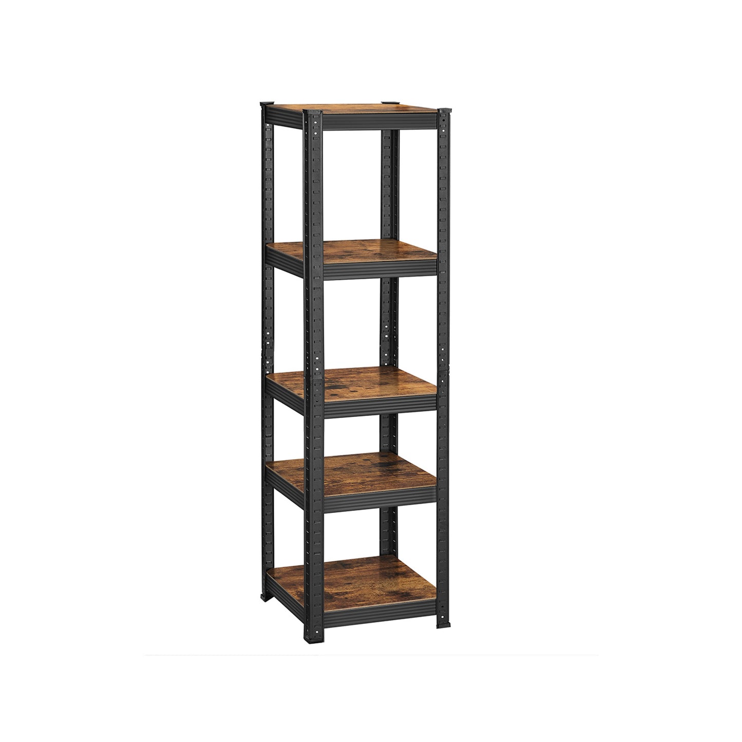 Étagère, Etagere colonne, Etagere charge lourde, 5 Niveaux, 37 x 37 x 150 cm, Capacité 400 kg, Marron Rustique et Noir, Songmics, 2