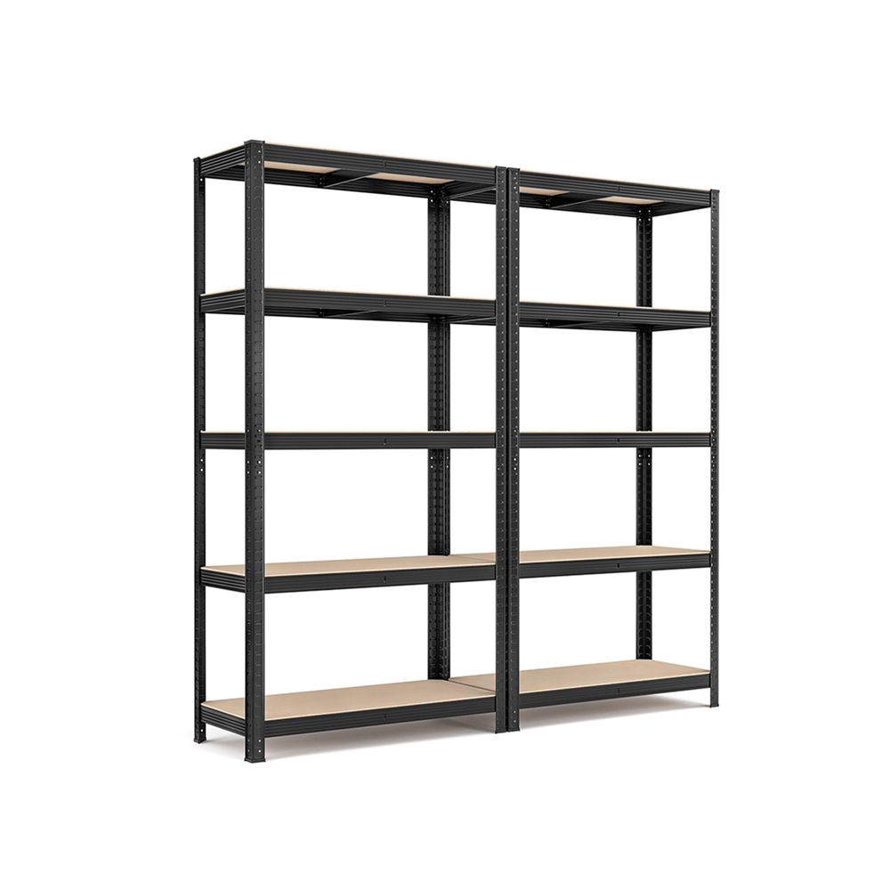 Étagère, Lot de 2, Etagere metal, 5 Niveaux, 30x75x150cm, Etagere charge lourde, Capacité 650kg, Noir, Songmics, 2