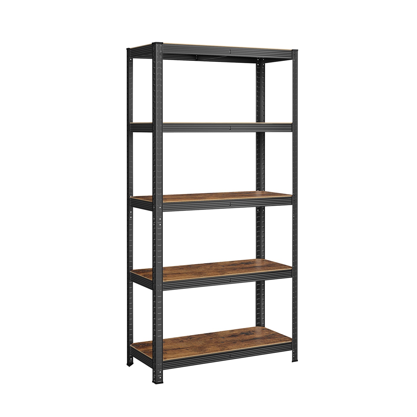 Étagère rangement, 5 Niveaux, Etagere charge lourde, Capacité 875 kg, 40x90x180 cm, Marron Rustique et Noir, Songmics, 2
