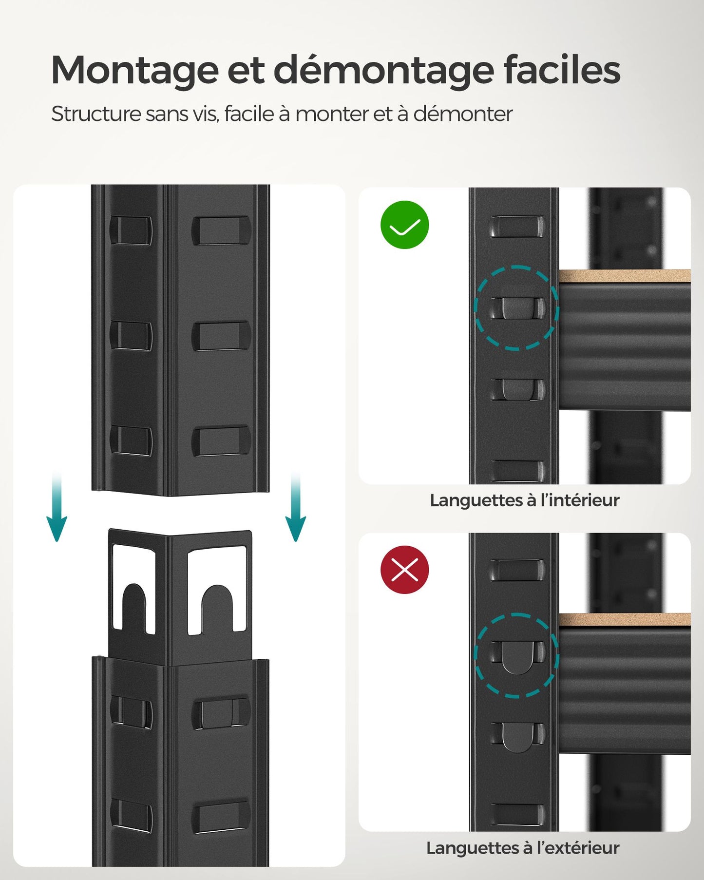 Étagère rangement, 5 Niveaux, Etagere charge lourde, Capacité 875 kg, 40x90x180 cm, Marron Rustique et Noir, Songmics, 6