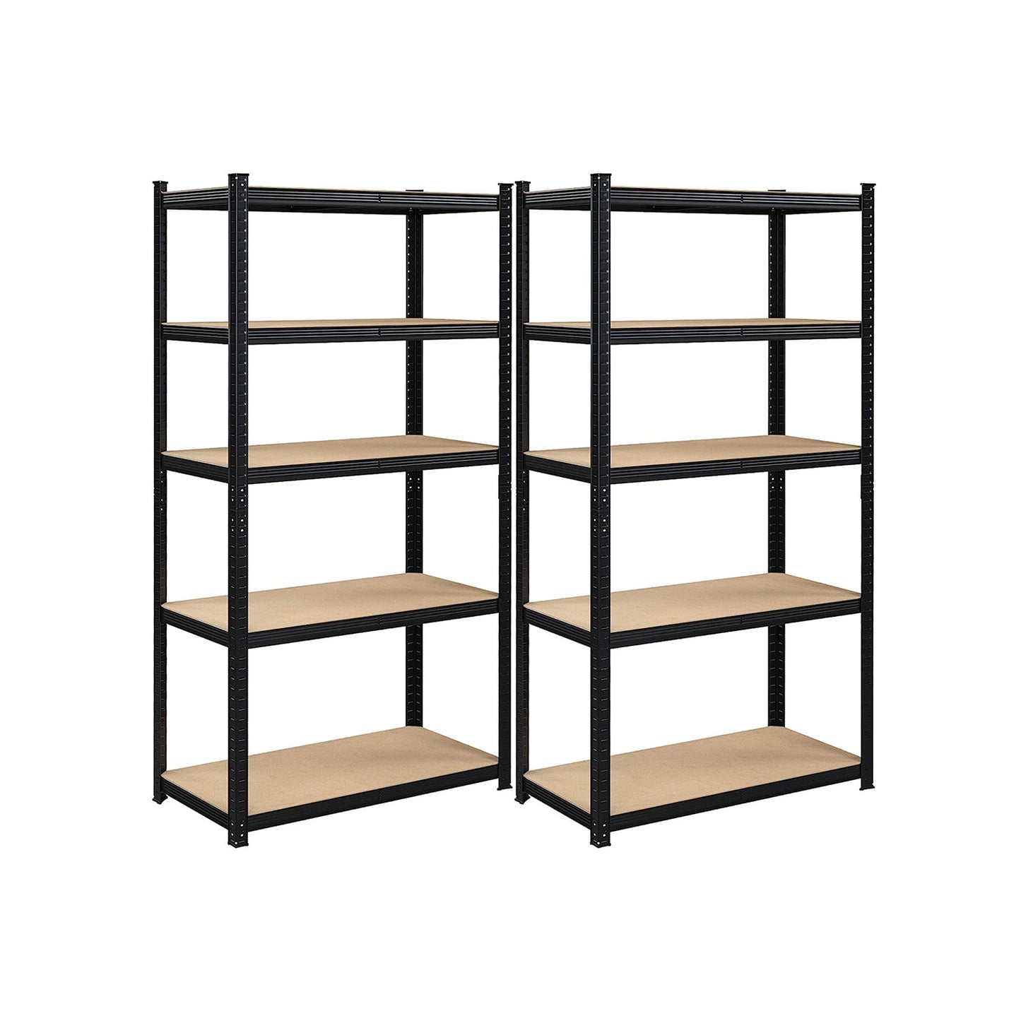 Etagere metal, Lot de 2, Etagere charge lourde, 5 Niveaux, Étagère garage, 50x100x200 cm, Capacité 600 kg, Noir, Songmics, 2