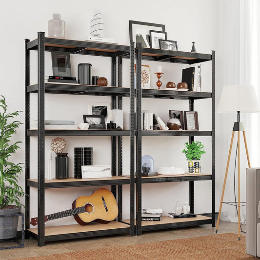 Etagere metal, Lot de 2, Etagere charge lourde, 5 Niveaux, Étagère garage, 50x100x200 cm, Capacité 600 kg, Noir, Songmics, 3