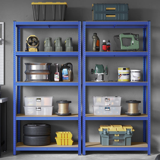 Etagere metal, 5 Niveaux, Etagere charge lourde, Étagère garage, 50x100x200cm, Capacité 600 kg, Bleu, Songmics, 1