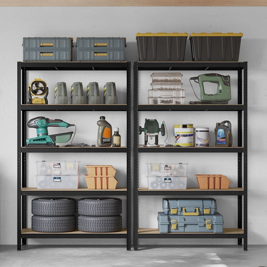 Étagère, 5 Niveaux, Etagere charge lourde, Capacité 750 kg, 60 x 120 x 200 cm, Etagere metal, Noir, Songmics, 1