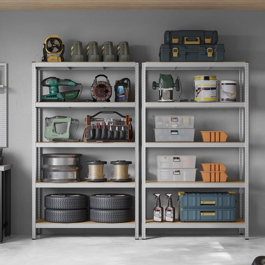 Étagère, 5 Niveaux, Etagere charge lourde, Capacité 750 kg, 60 x 120 x 200 cm, Etagere metal, Argent, Songmics, 1