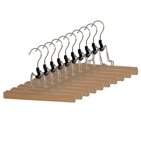 Cintre pantalon, Cintres, 10 PCs, Cintre en bois, Large 35cm, deux clips solides, Hêtre Lavé Blanc, MAWA Trend RA, 3