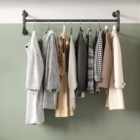 Portemanteau Mural, Lot de 2, Porte vetement mural, Charge 60kg, Barres de Suspension pour vêtements, Penderie Murale, Noir, SONGMICS, 2