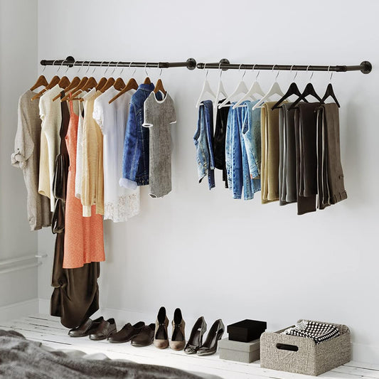 Portemanteau Mural, Lot de 2, Porte vetement mural, Charge 50kg, Barres de Suspension pour vêtements, Penderie Murale, Noir, SONGMICS, 2