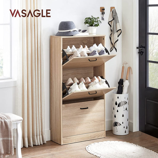 Meuble Chaussure, Armoire à Chaussures, Etagere Chaussure, Range Chaussures, 3 abattants Étagère, Chaussures Abattant, Réglable, VASAGLE, 2