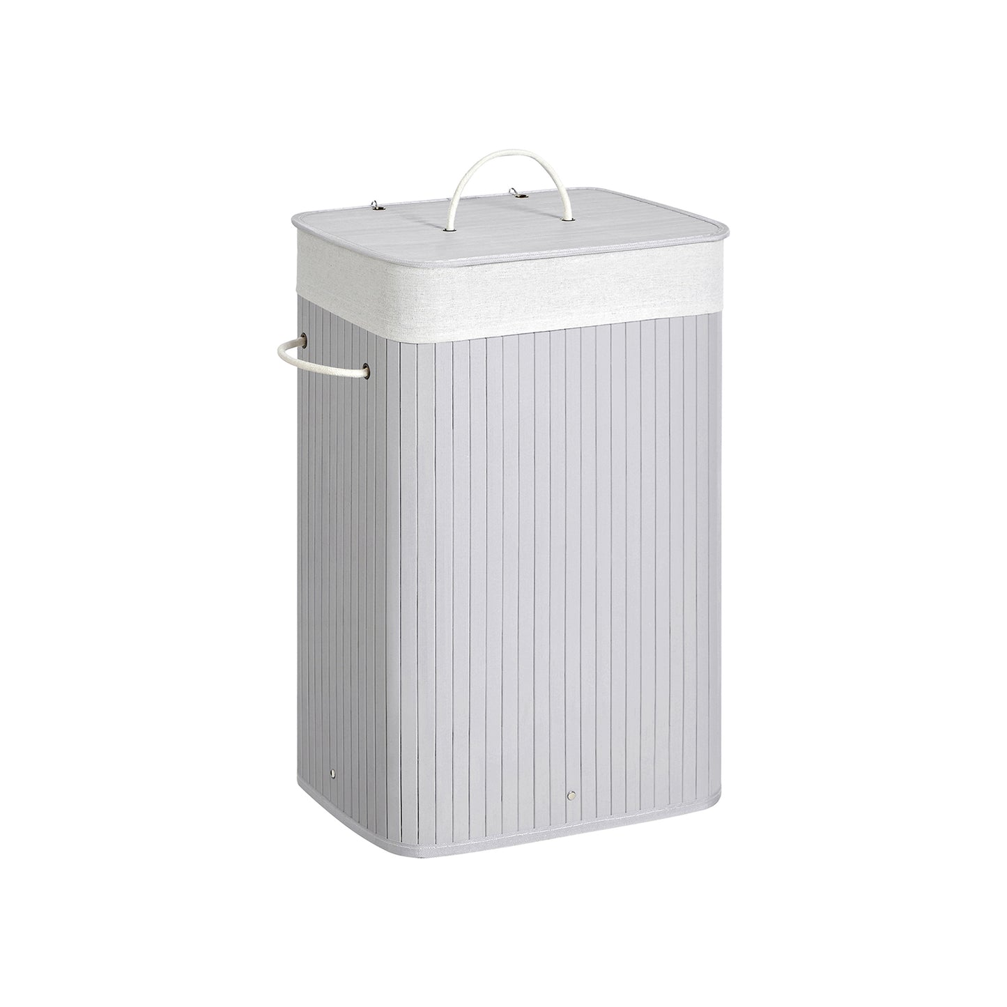 Panier à Linge Bambou, 72L, Panier à Linge avec Couvercle, Panier à Linge Pliable, Gris, SONGMICS, 2