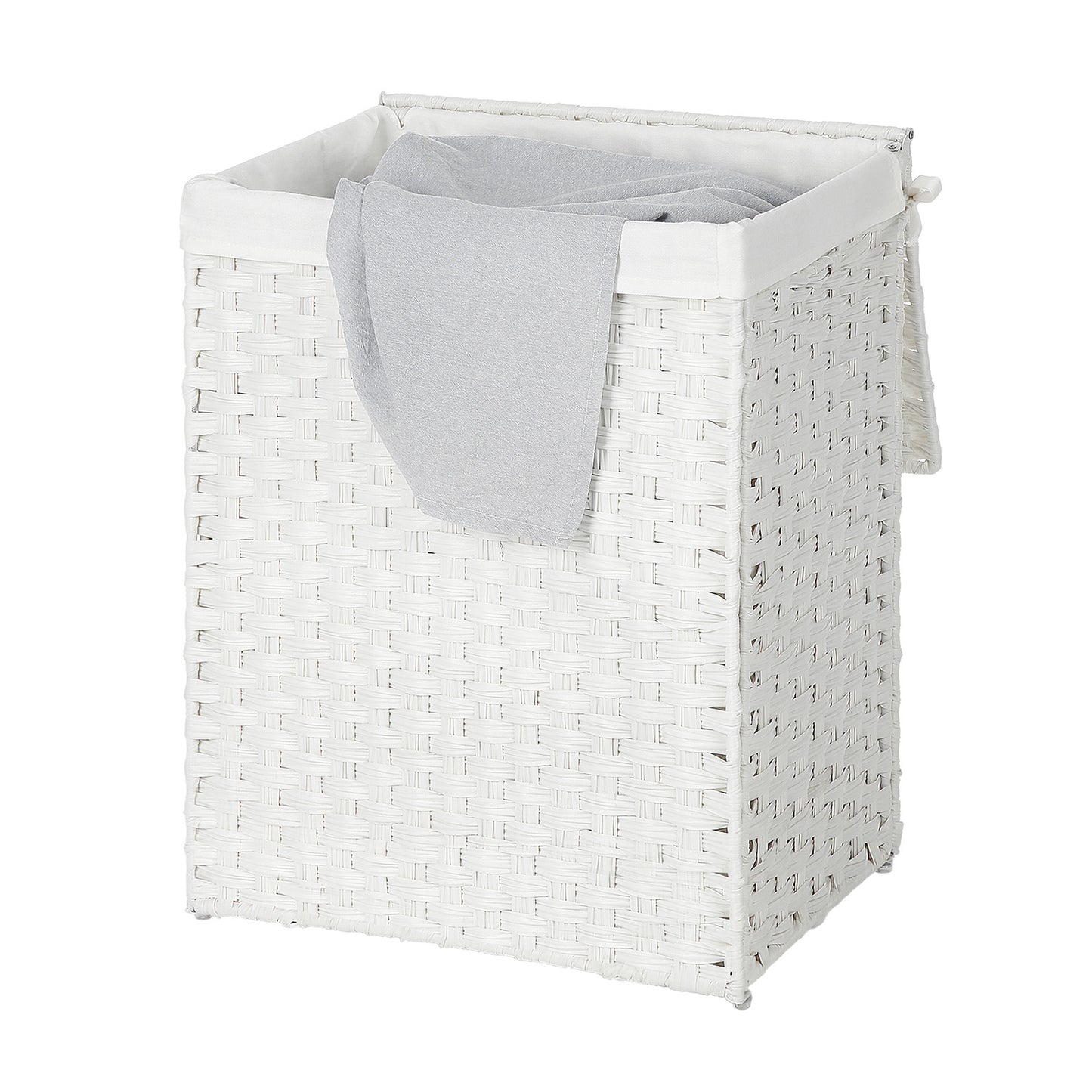 Panier à Linge, 2 x 46L, Corbeille à Linge, Meuble Panier à Linge, 2 Sacs Amovibles, Étagère, Cadre en Métal, Blanc et Gris, VASAGLE, 11