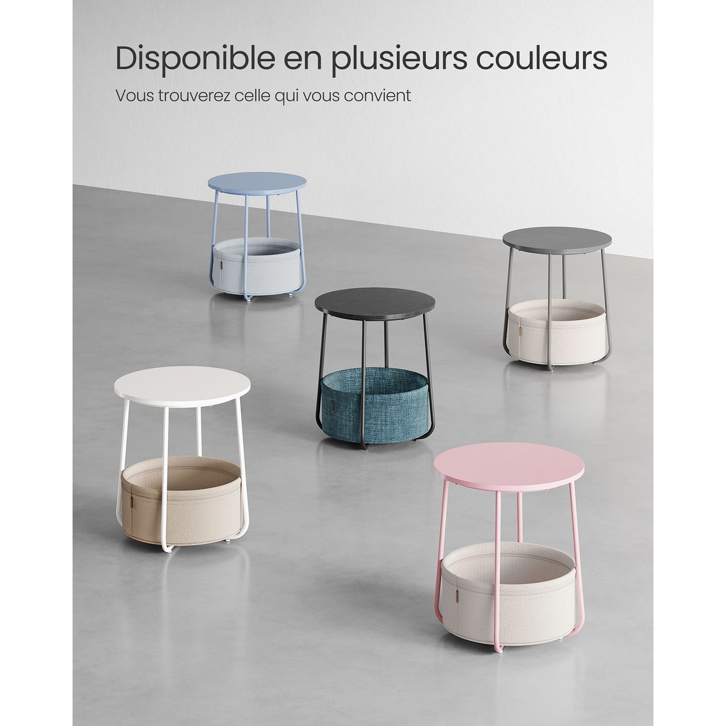 Table de Chevet, Table Basse Ronde, Bout de Canapé, Table de Salon, Buffet Bas, Table Console, Table d’appoint, VASAGLE, 9