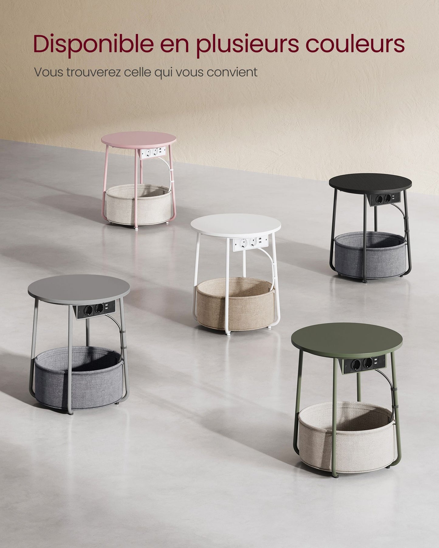 Table de Chevet, Table Basse Ronde, Bout de Canapé, Table de Salon, Buffet Bas, Table Console, Table d’appoint, VASAGLE, 9