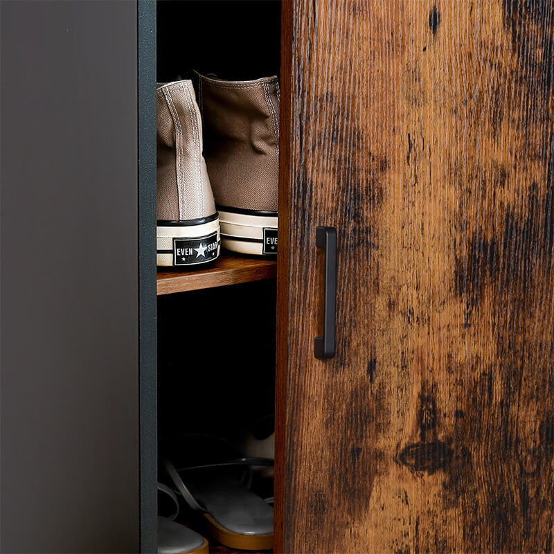 Meuble à Chaussures, 3 étagères réglables en hauteur, Rangement Chaussures, avec Porte, Porte Chaussures, Noir et Marron, VASAGLE, 7