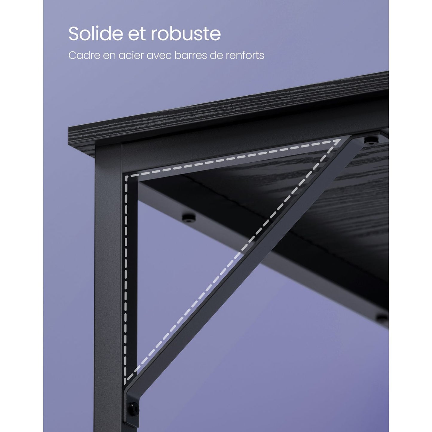 Bureau, Petit Bureau, Bureau PC, Table, Bureau de Travail, 60 x 120 x 75 cm, Noir, Vasagle, 1