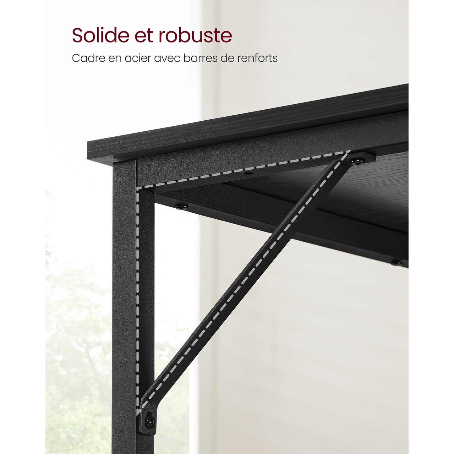 Bureau, Petit Bureau, Bureau PC, Table, Bureau de Travail, 50 x 100 x 76 cm, Montage Facile, Noir, Vasagle, 1