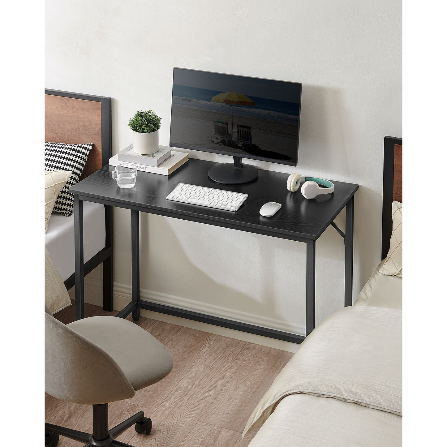 Bureau, Petit Bureau, Bureau PC, Table, Bureau de Travail, 50 x 100 x 76 cm, Montage Facile, Noir, Vasagle, 1