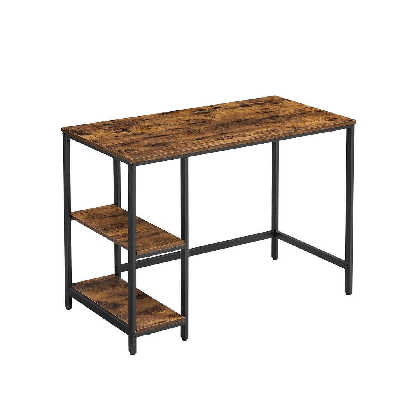 Bureau avec Rangement, Bureau de Travail, Bureau, avec 2 Étagères Réversibles, Marron Rustique et Noir, Vasagle, 1