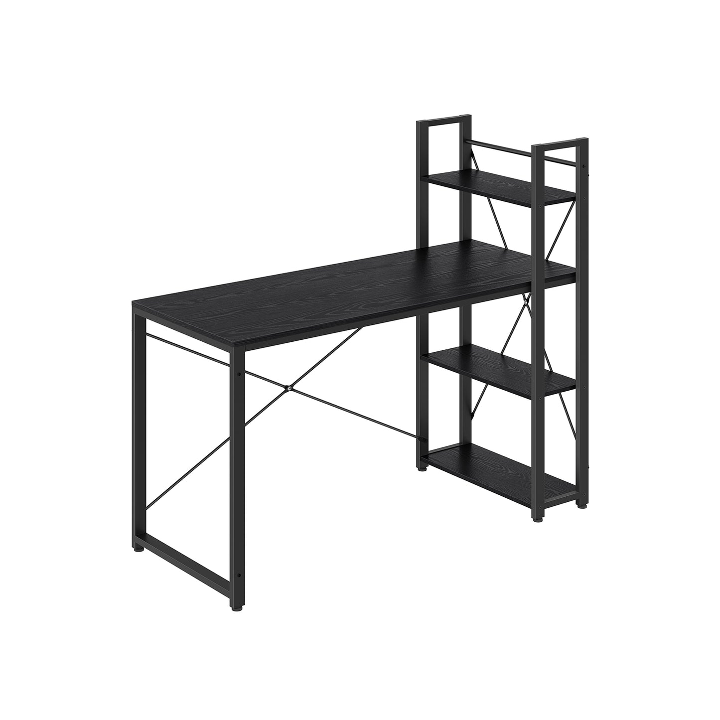 Bureau, Bureau PC, Table, Bureau de Travail, avec Étagères, Longueur 137,2 cm, Montage Facile, Noir, Vasagle, 1