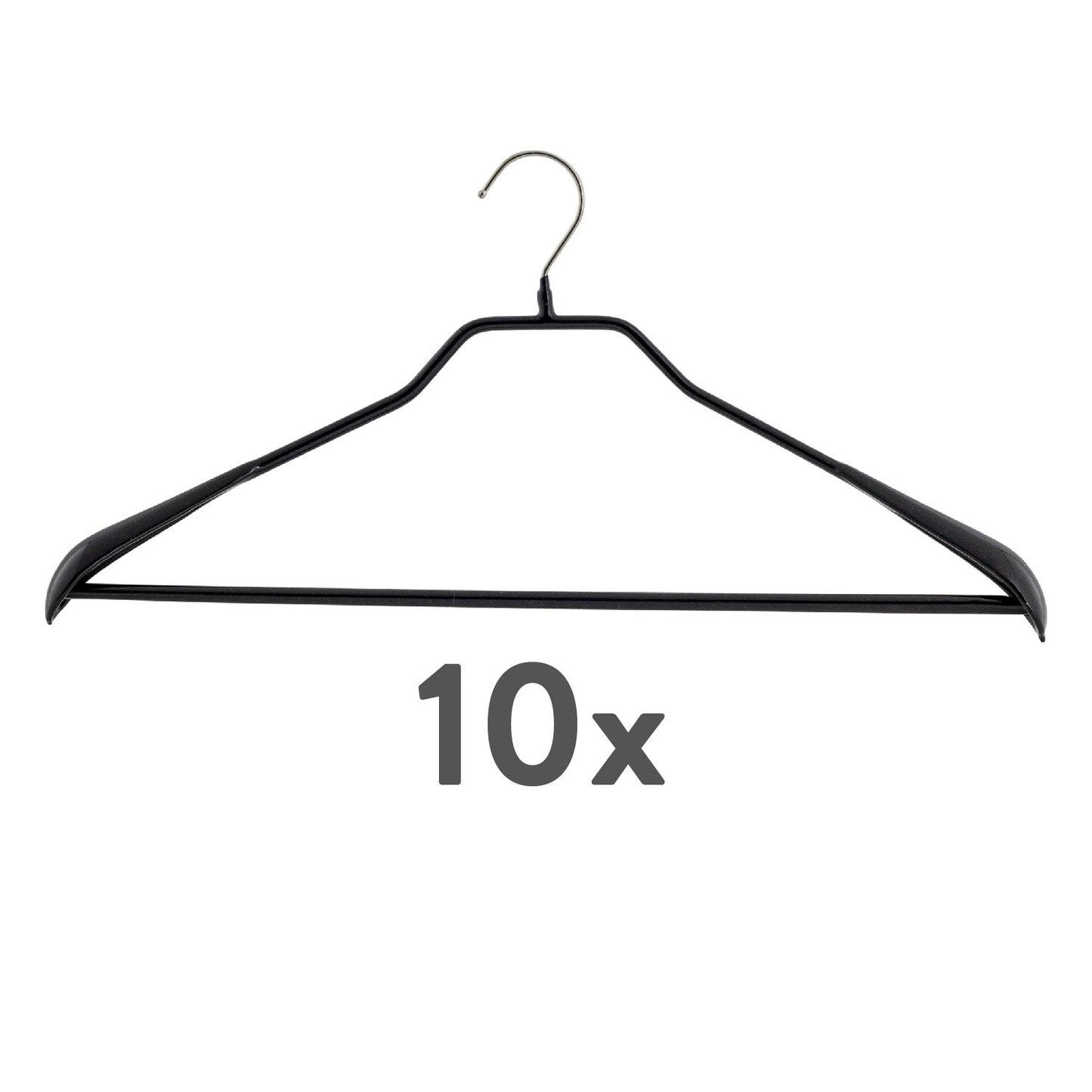 Cintres, lot de 10 PCs, Cintre Vetement, Cintre Pantalon, largeur 42cm, Crochet rotatif, MAWA Bodyform LS - Noir