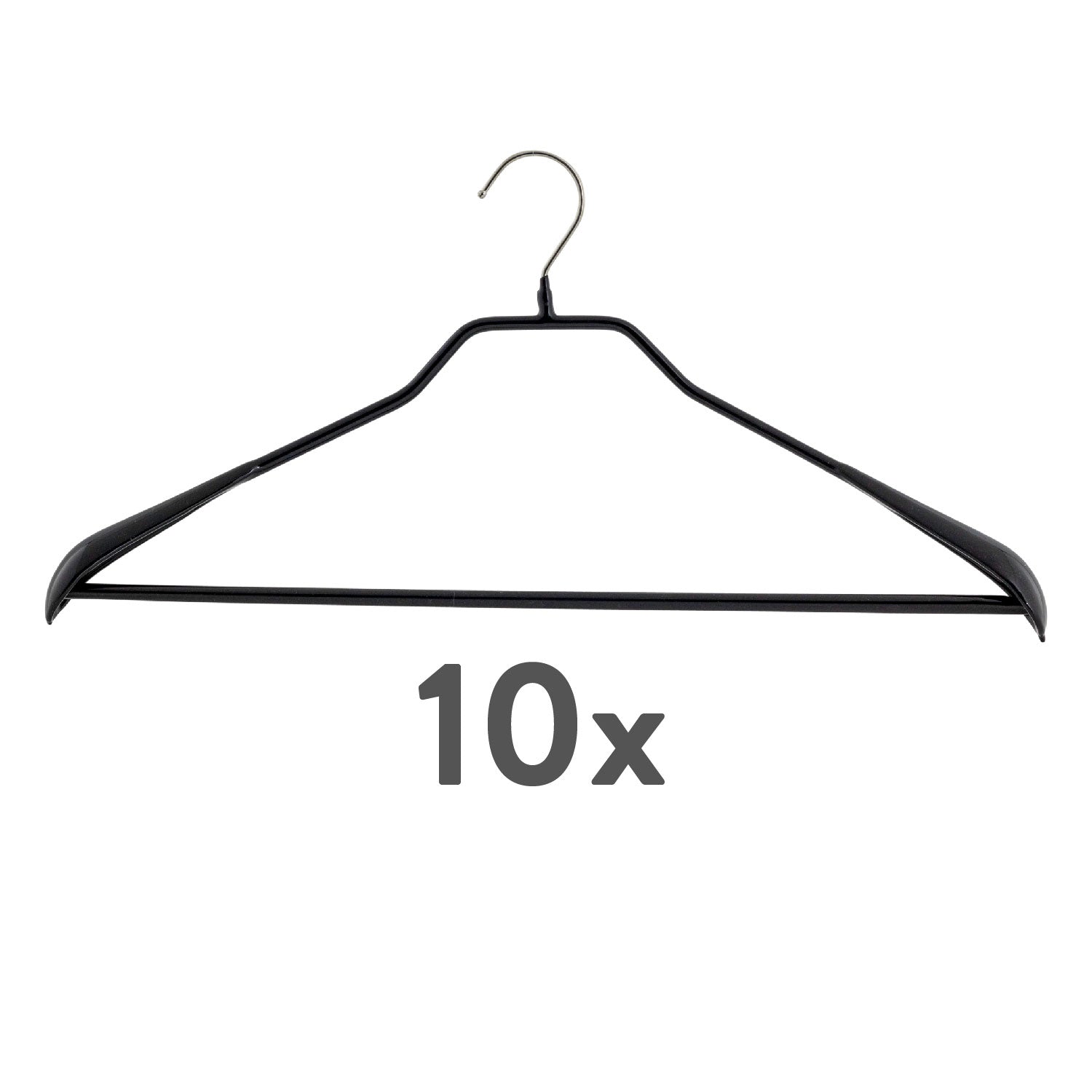 Cintres, lot de 10 PCs, Cintre Vetement, Cintre Pantalon, largeur 42cm, Crochet rotatif, MAWA Bodyform LS - Noir