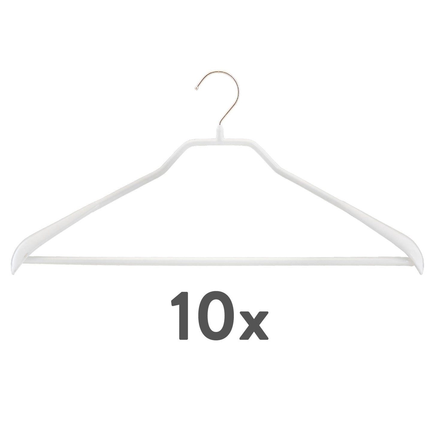 Cintres, lot de 10 PCs, Cintre Vetement, Cintre Pantalon, largeur 42cm, Crochet rotatif, MAWA Bodyform LS - Blanc