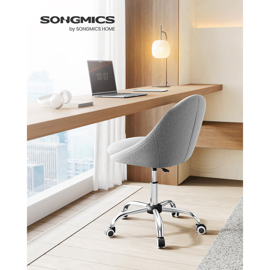 Chaise de Bureau Ergonomique, Fauteuil de Bureau, Rembourrage en Mousse, Réglable en Hauteur, Gris, Songmics, 2