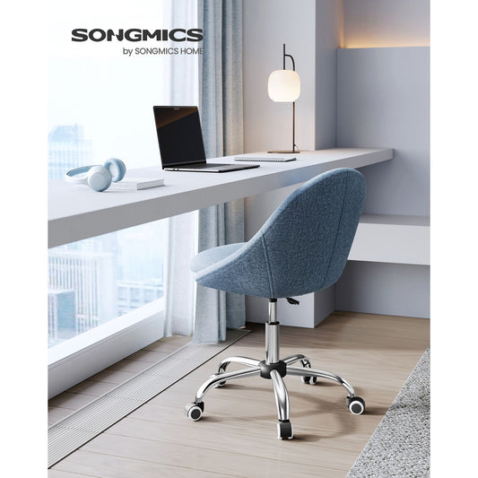 Chaise de Bureau Ergonomique, Fauteuil de Bureau, Rembourrage en Mousse, Réglable en Hauteur, Bleu, Songmics, 2