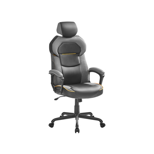 Chaise d'ordinateur, Chaise de bureau, Fauteuil Gaming, Réglable Hauteur et Appuie-tête, Charge 150 kg, Noir, SONGMICS, 2